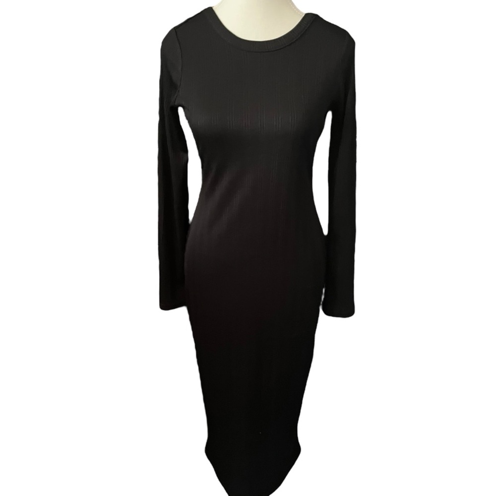 River Island Mamma Collection Black Long‎ Sleeve Dress Open Back Bodycon Size 8